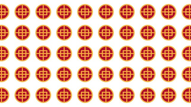 Red chinese longevity symbols on white background. Perfect for chinese new year, festive decorations, textiles, gift wrap, and cultural designs.