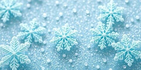 Frosted turquoise snowflakes on a glittering background, aqua, stylish