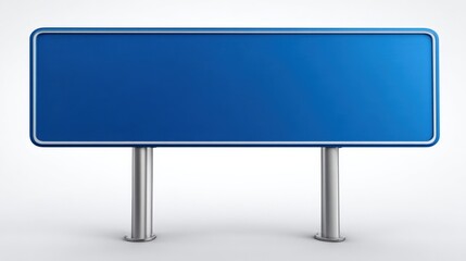 Fototapeta premium Blank Blue Sign on Posts for Custom Messaging and Information Display in Public Spaces