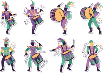 Mardi Gras Drummers Vibrant Carnival Musicians in Festive Attire