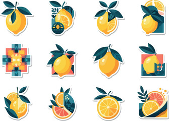 Fresh Citrus Stickers Vibrant Lemon & Grapefruit Designs for Summer