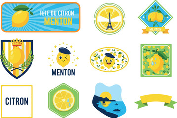 Collection of Vector Lemon-themed Emblems and Decorations for Events
