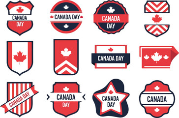 Collection of Canada Day Badges and Emblems in Vector Format