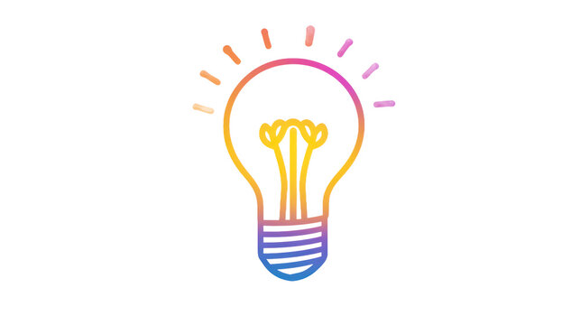 Colorful hand drawn lightbulb illustration on transparent background concept