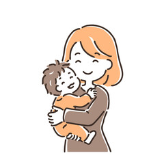 抱っこされている赤ちゃんとにこにこ笑顔のお母さん