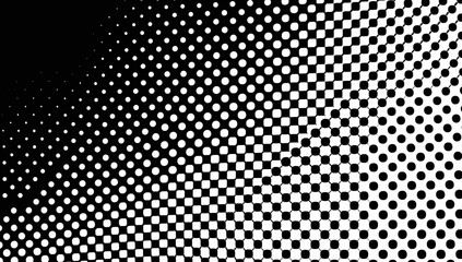 Dynamic black and white graphic background featuring a gradient halftone dot pattern and checkerboard grid. Offers a versatile comic book aesthetic for contemporary design and digital art