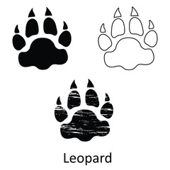 Leopard Paw Print Line Icon &ndash; Trendy Wildlife Vector for Web and App UI,Leopard Paw Print Trendy Big Cat Track Icon