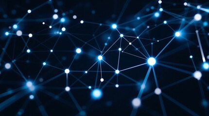 Abstract glowing network connection system with plexus structure