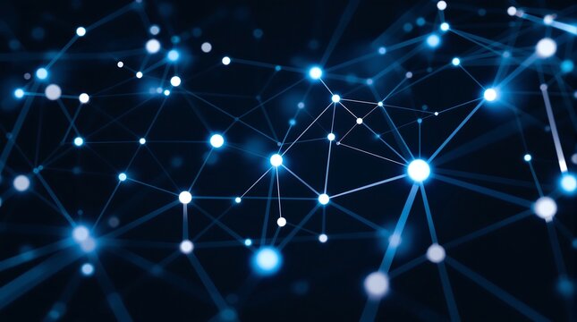 Abstract glowing network connection system with plexus structure - Powered by Adobe