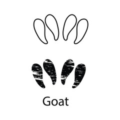 Goat Paw Print Line Icon – Trendy Animal Track Vector for Web and App UI,Goat Hoof Track Outline Icon for Web and Apps