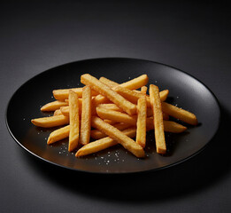 Delicious Golden French Fries on a Black Background