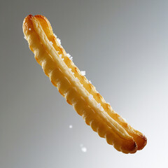 Golden Crispy Curly Fry Floating Against a Warm Blurred Background