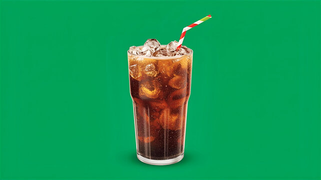 緑背景にコーラのデザインイラスト