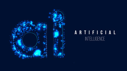 AI Intelligence with neural networks data flows symbolizing machine learning and automation. For tech ads websites and marketing campaigns. Vector illustration...