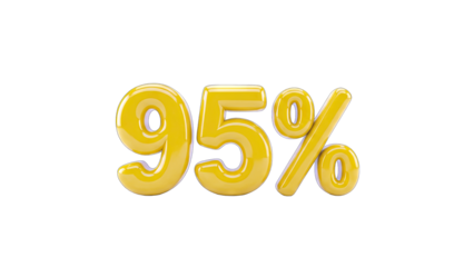 95 Percent Sign Isolated on White Background