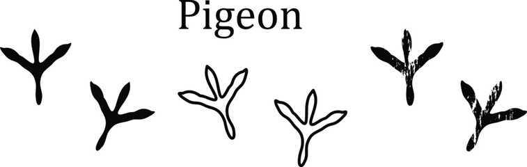 Pigeon Paw Track Black Line Icon for UI Design,Pigeon Paw Track Outline Icon for Web and Apps,Pigeon Paw Print Flat Line Bird Footprint Icon