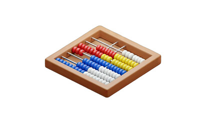 Abacus with colorful beads on a white background.