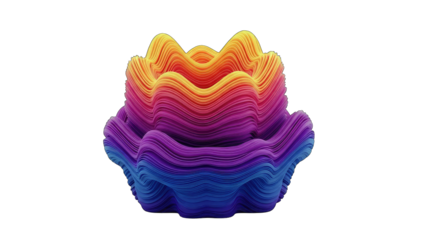 Abstract Colorful 3D Waves on White Background