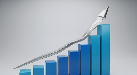 Business Graph with Rising Arrow – Financial Growth Chart for Corporate Data, Success Metrics, Profit Trends and Market Analysis