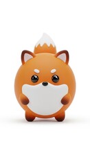Obraz premium Round and simplified stylized fox figurine rests against a stark white background