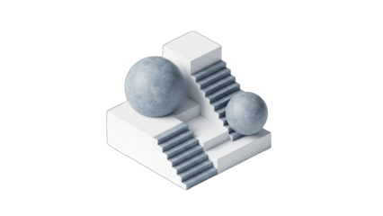 Abstract Geometric Composition with Spheres and Stairs