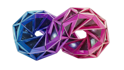 Abstract Geometric Shapes Intertwined with Galaxy Background