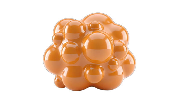 Abstract Orange Blob with Bubbles on White Background - Powered by Adobe