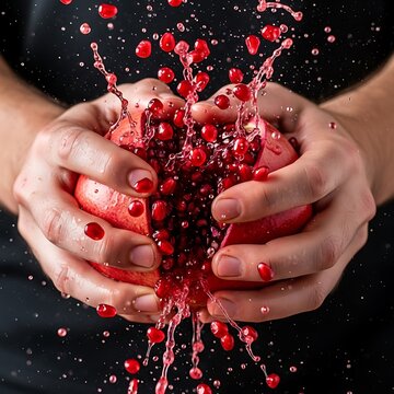 Vibrant pomegranate explosion highlighting freshness and the essence of nature's bounty captured in dynamic motion