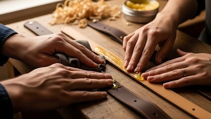 Crafting leather belts with care and detail through artisan techniques