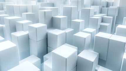 Obraz premium Abstract cityscape of stacked white cubes