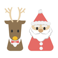 クリスマスのかわいいイラスト（サンタ、トナカイ）