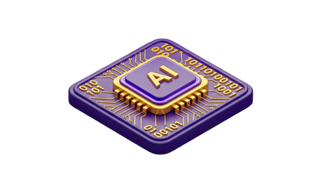 AI Chip with Binary Code: Futuristic Technology Concept - Powered by Adobe