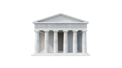 Ancient Greek Temple Isolated on White Background