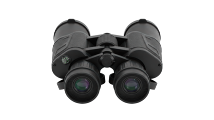 Black professional optical binoculars device for outdoor exploration adventure nature observation and wildlife viewing