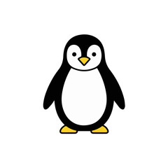 Obraz premium A simple vector icon of a penguin, standing with a small beak, rendered in a clean, friendly black and white cartoon style