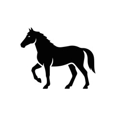An elegant vector silhouette of a horse in a trotting or walking pose, showcasing its muscular form and grace