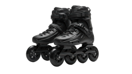 Professional black inline skates for thrilling street sports urban fitness and active outdoor recreation lifestyle
