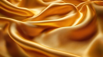 Obraz premium Golden silk fabric, draped folds, luxury texture, background, design