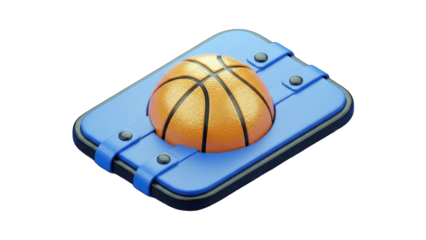 Basketball on a Blue Phone Case - 3D Render