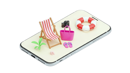 Beach Vacation Concept on Smartphone Screen