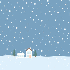 Snow Landscape Background with Pine Trees for Winter Cards and Decor