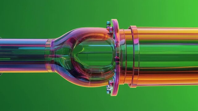 A modern, colorful pipe design with a transparent effect, featured against a vibrant green