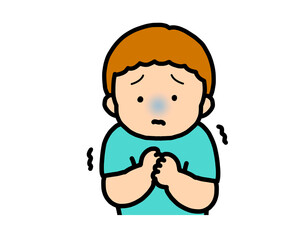 怖がる　茶髪の男の子
