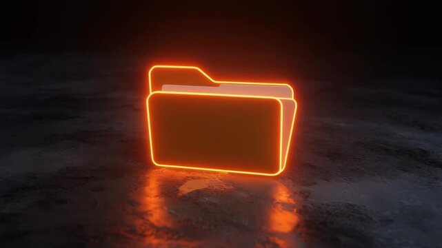 A glowing orange folder stands out against a dark, textured background, symbolizing organiza.