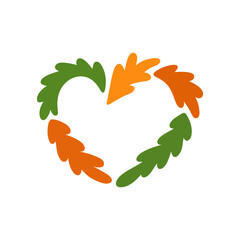 Wreath of leaves. Heart vector icon. Vector heart. Love symbol. Valentine's Day sign. Floral logo template. Autumn wreath. Oak branch. Health symbol. Like icon. Life icon. Medicine sign. Health care. 