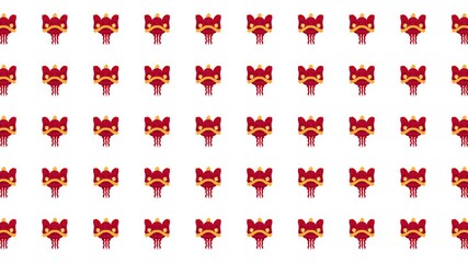 Repeating pattern of red and gold dragon heads, perfect for chinese new year designs, asianinspired projects, or fabric prints.
