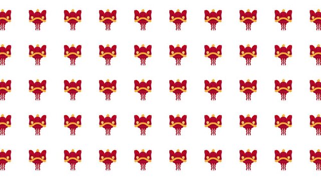 Repeating pattern of red and gold dragon heads, perfect for chinese new year designs, asianinspired projects, or fabric prints.