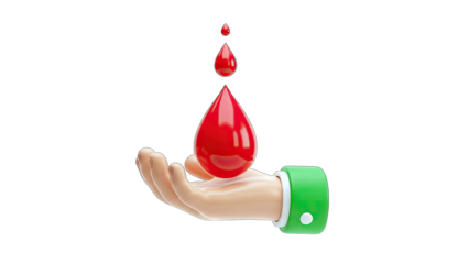 Blood Drops Held in Hand, Donation Concept