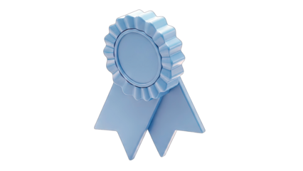 Blue Award Ribbon Isolated on White Background