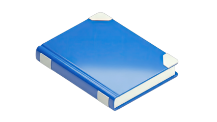 Blue Book with White Corners Isolated on White Background